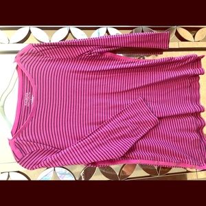 Pink top with navy stripes